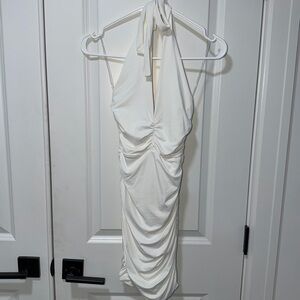 Babyboo White Halter Ruched Mini Dress Size XS Small